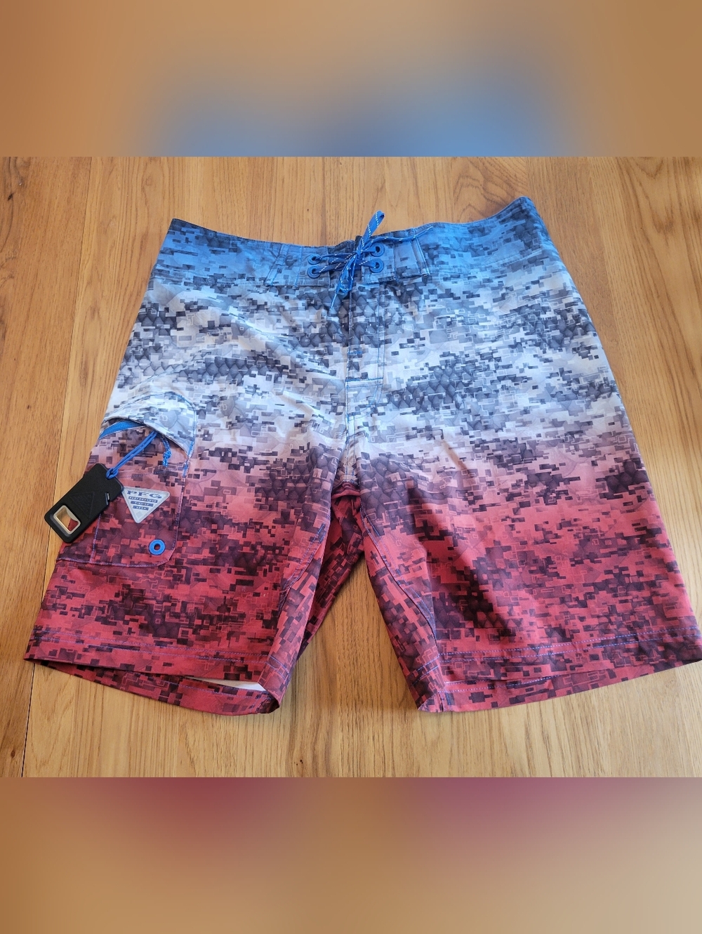 Columbia Men's PFG Pixel Board Swim Shorts - Red, White & Blue